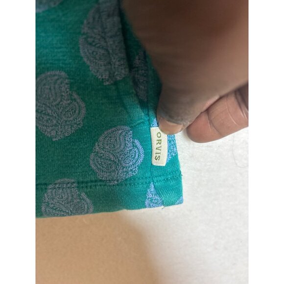 Orvis Womens Teal Paisley Print Half-Zip Pullover Large - Picture 3 of 11